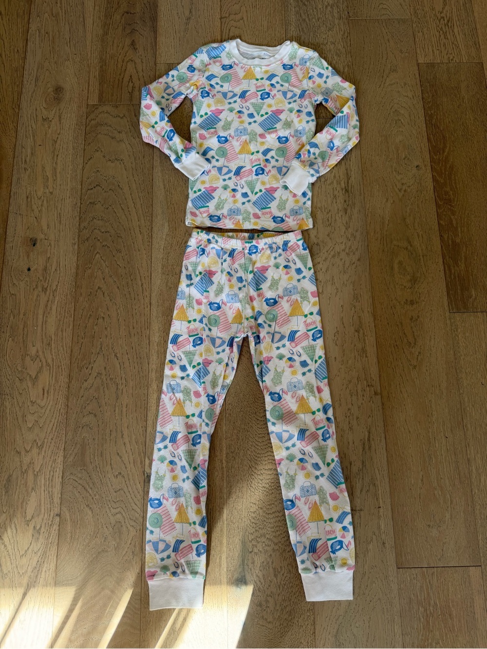 Janie and Jack Kids Pajama Set Size 7 Beach Summer Vacation Print